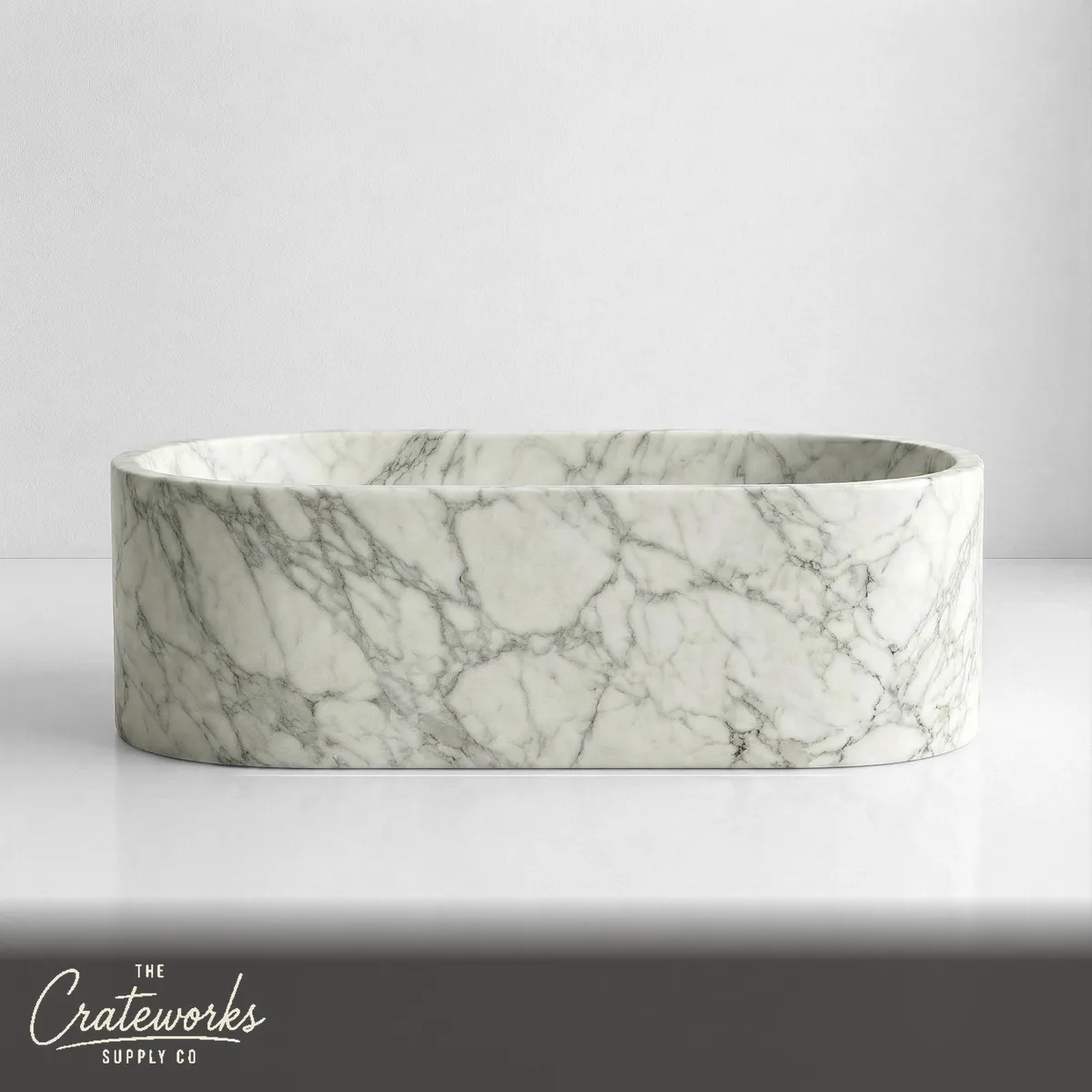 Arabescato Marble Freestanding Bathtub - Elliptical