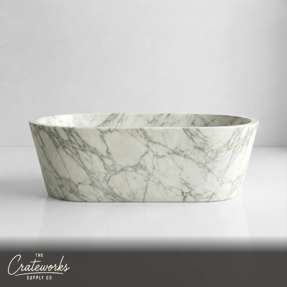 Arabescato Marble Freestanding Bathtub - Tapered