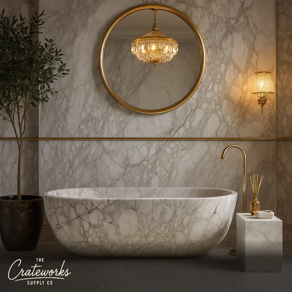 Freestanding natural stone tub