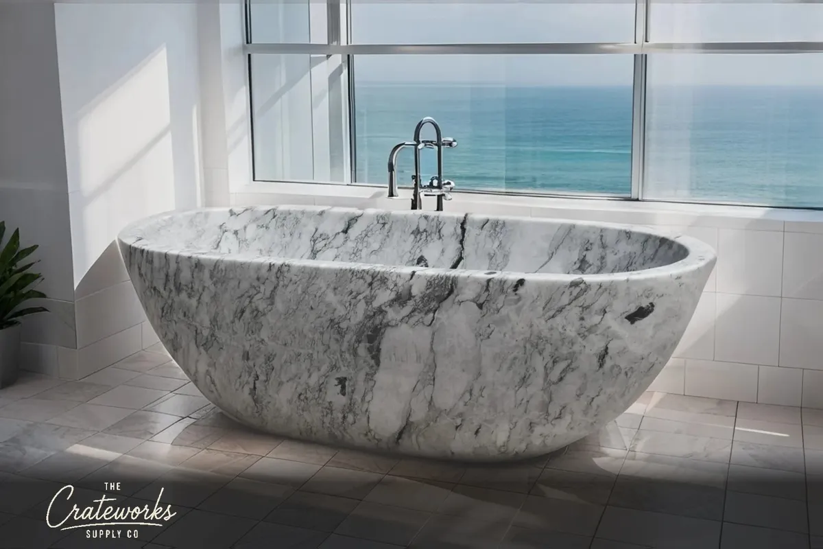 Stone tub-Carrara white marble, detail 3