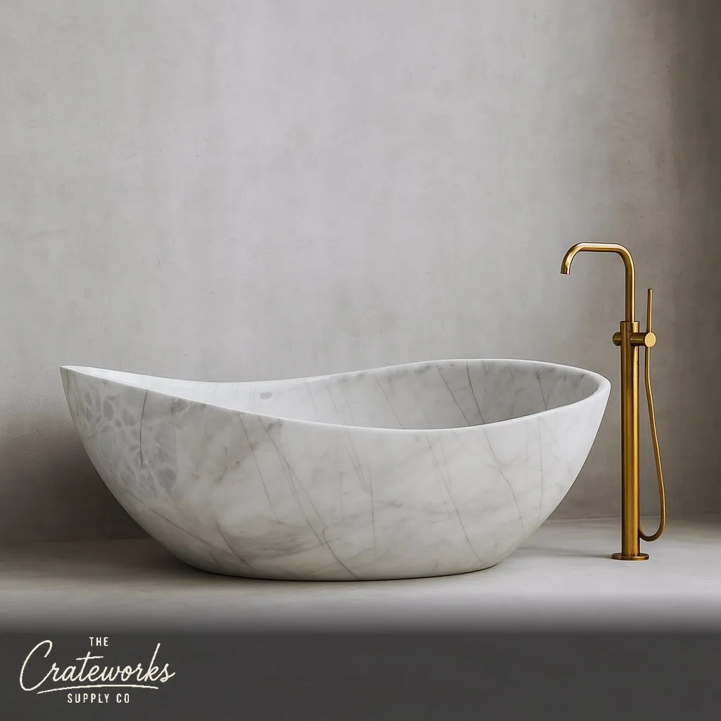 White Marble Bathtub Arabescato