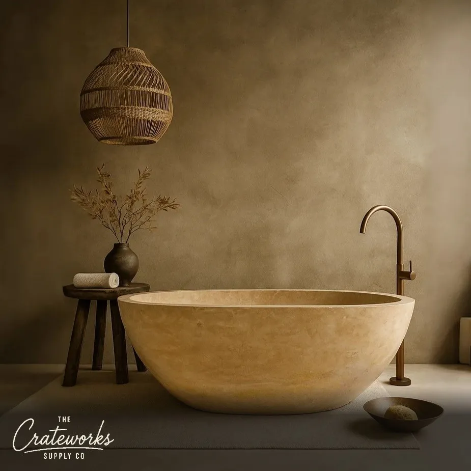 Beige Travertine Bath Tub