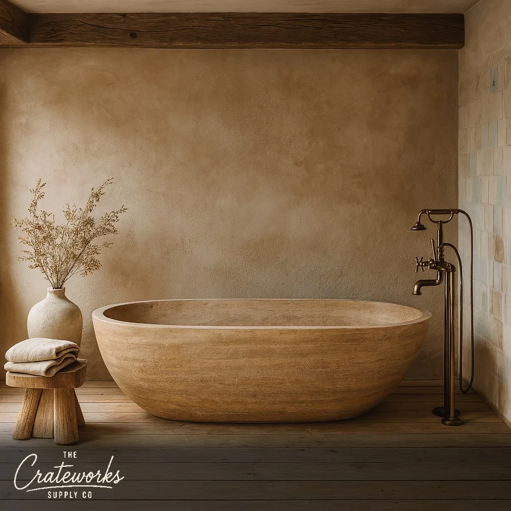 Beige Travertine Bathtub