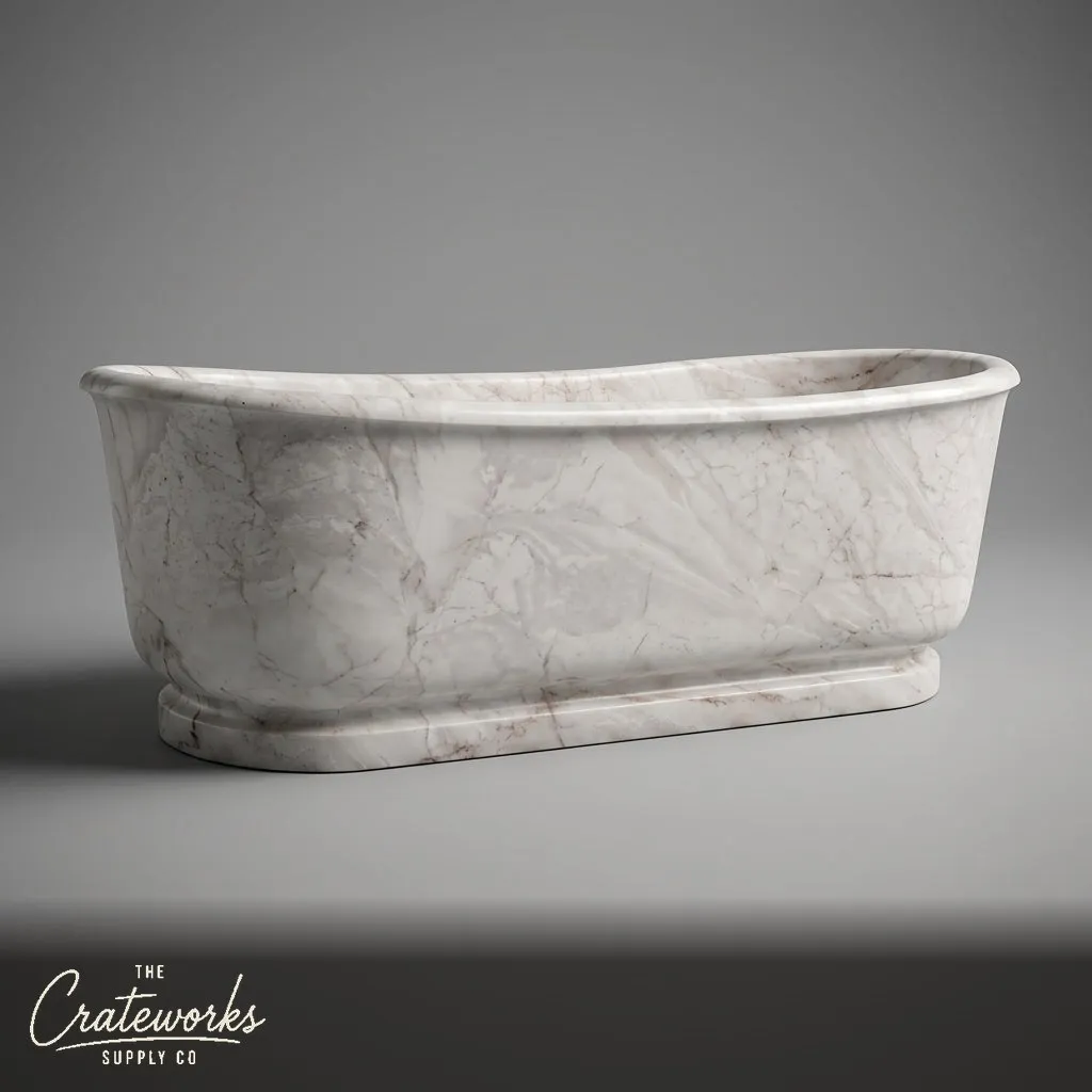 Marble tub — Freestanding oval shape — 72.05 Inch Length — Bianco Puro