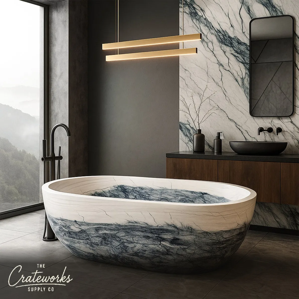 Natural Stone Bathtub Made from Black Forest Marble