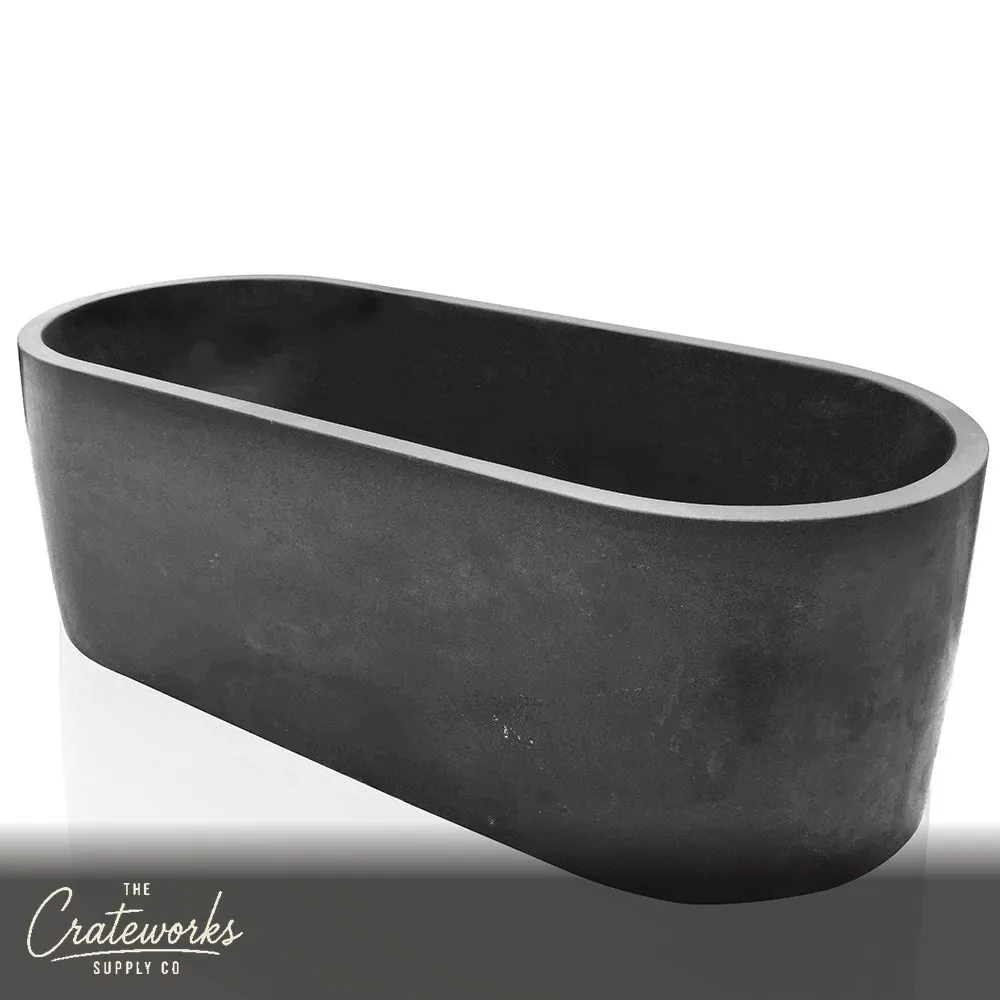 Black granite bathtub for two with a honed finish