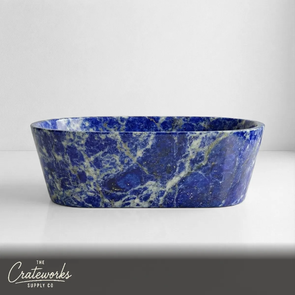 Blue Sodalite Marble Freestanding Bathtub - Tapered