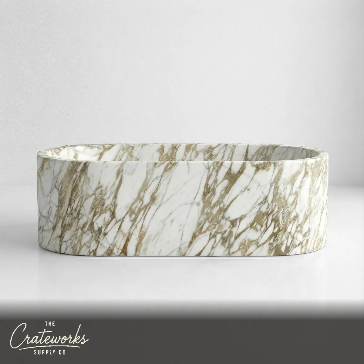 Calacatta Gold Marble Freestanding Bathtub - Elliptical
