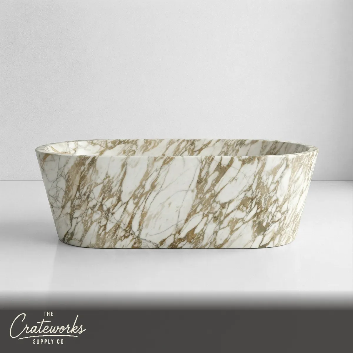 Calacatta Gold Marble Freestanding Bathtub - Tapered
