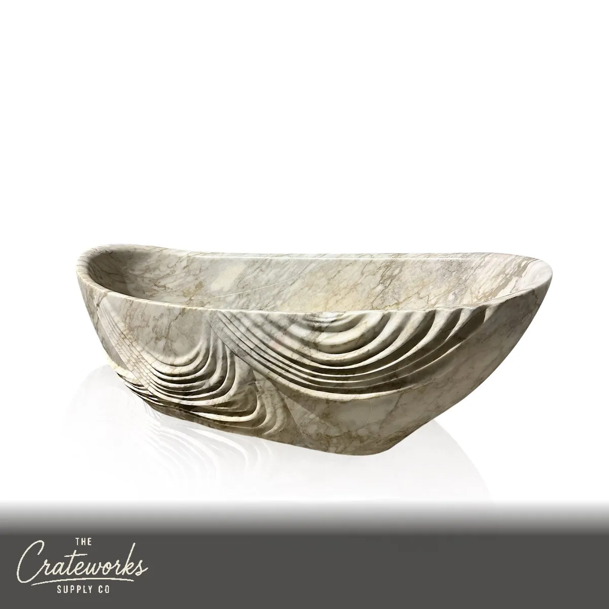 Luxury Bathtub — Calacatta Imperiale Stone Free-standing Carved 70.87" Long