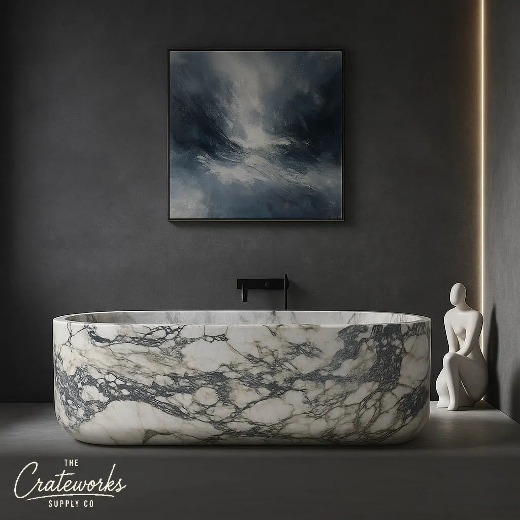 Calacatta Monet Marble Bathtub 70.87" Long (180 cm)