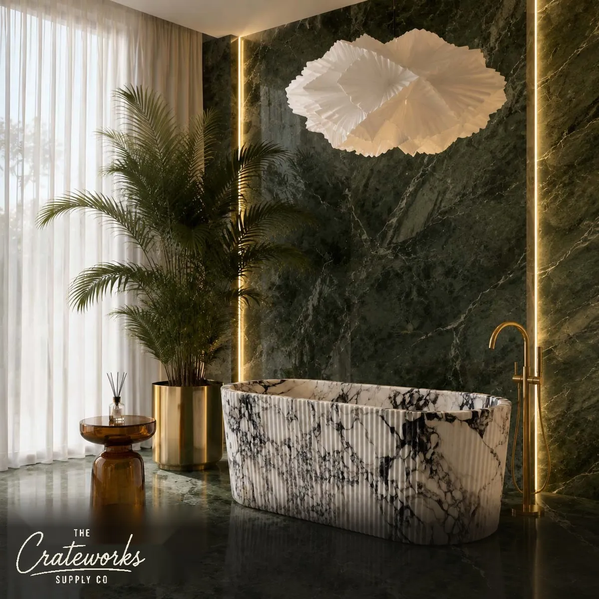 Calacatta monet Bathtub with Fluted Exterior