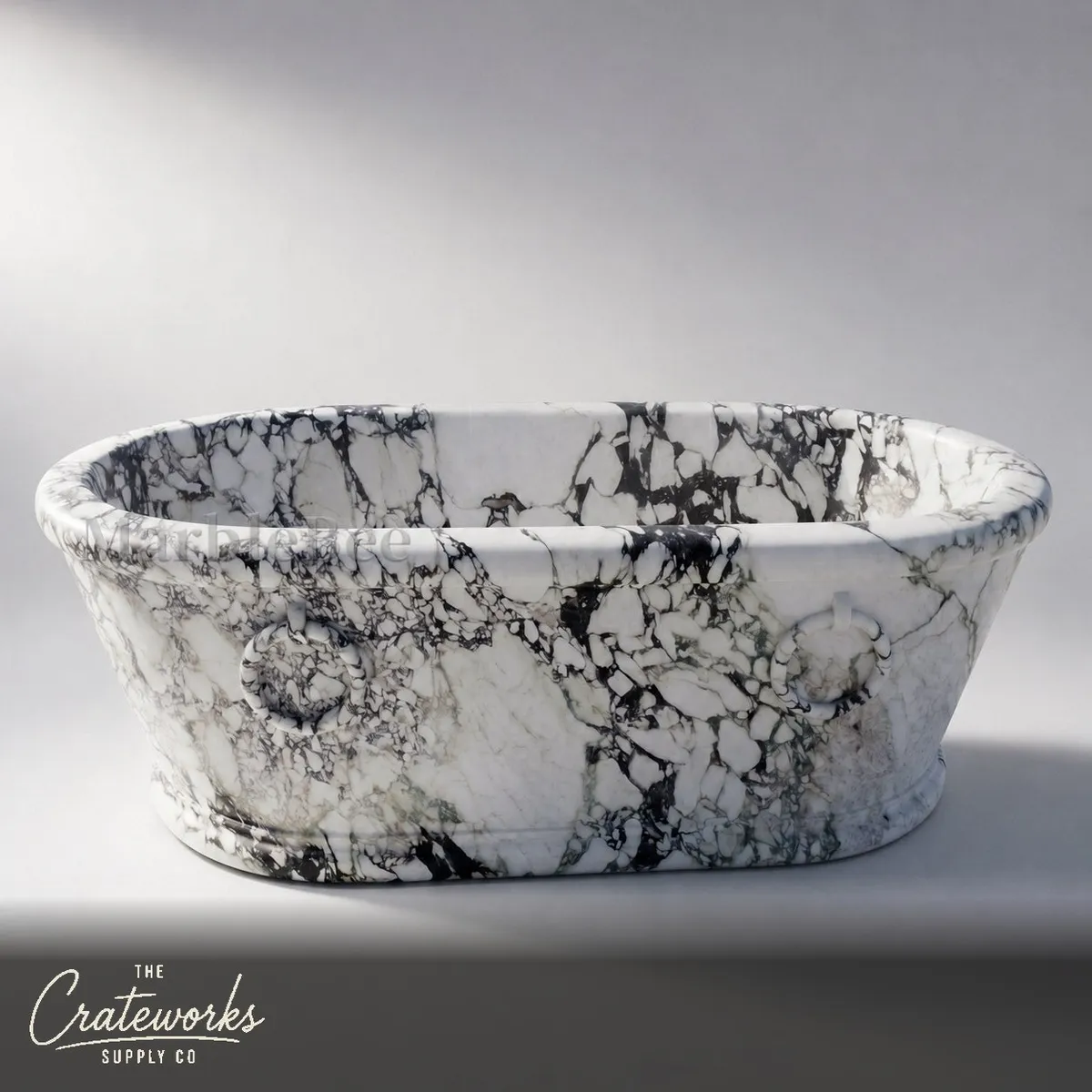 Calacatta monet Bathtub with Hand-Carved Details