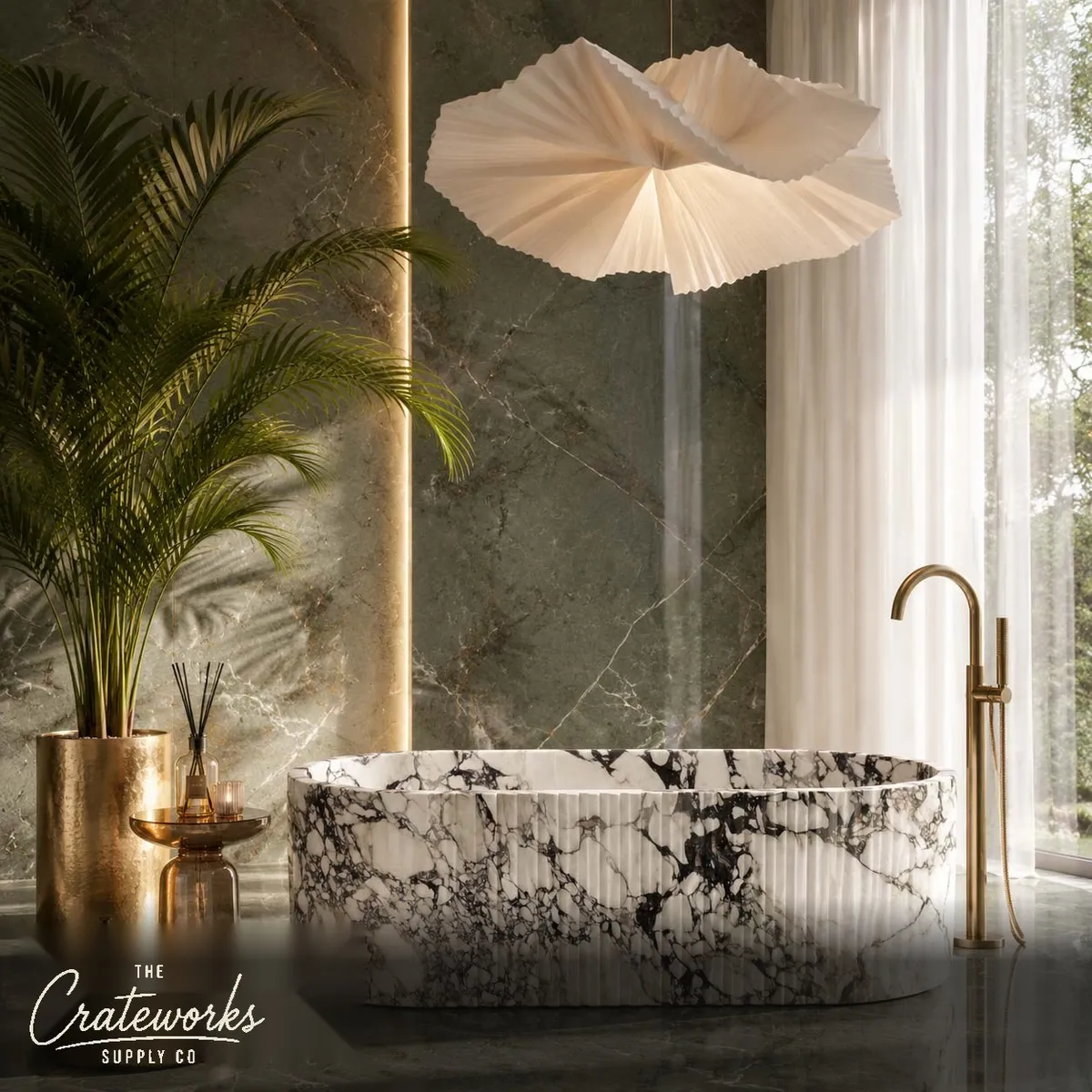 Freestanding marble tub in Calacatta Monet (180 cm · 0083)