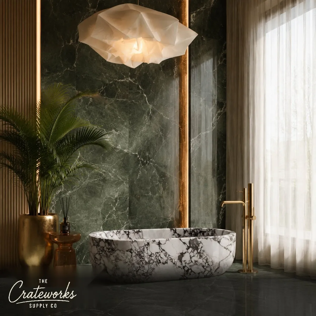 Freestanding marble tub in Calacatta Monet (180 cm)