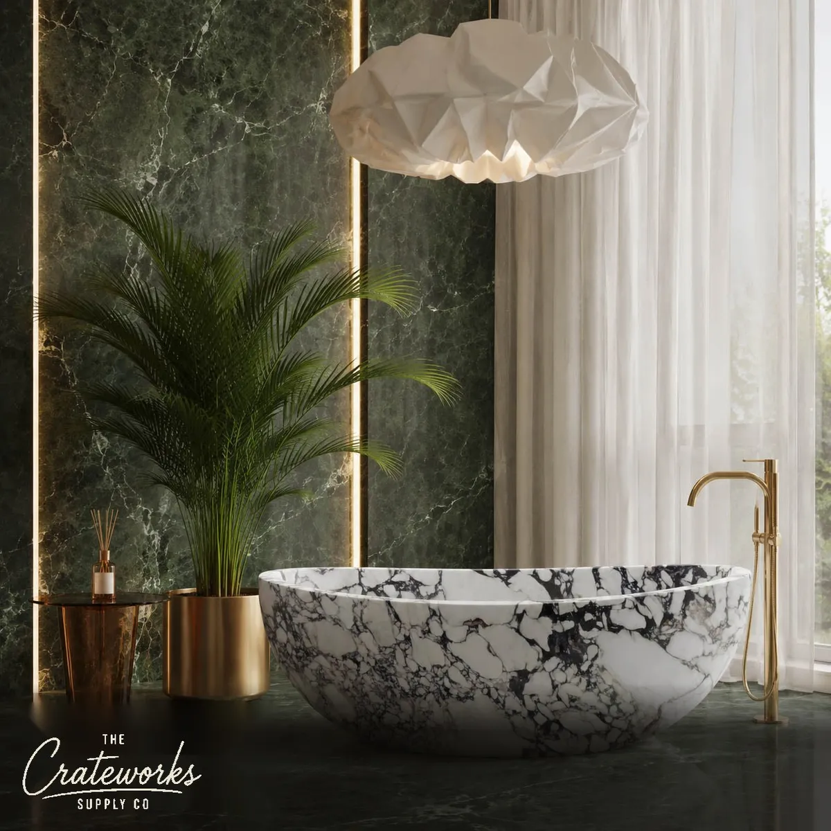 Marble bath in Striking Calacatta Monet