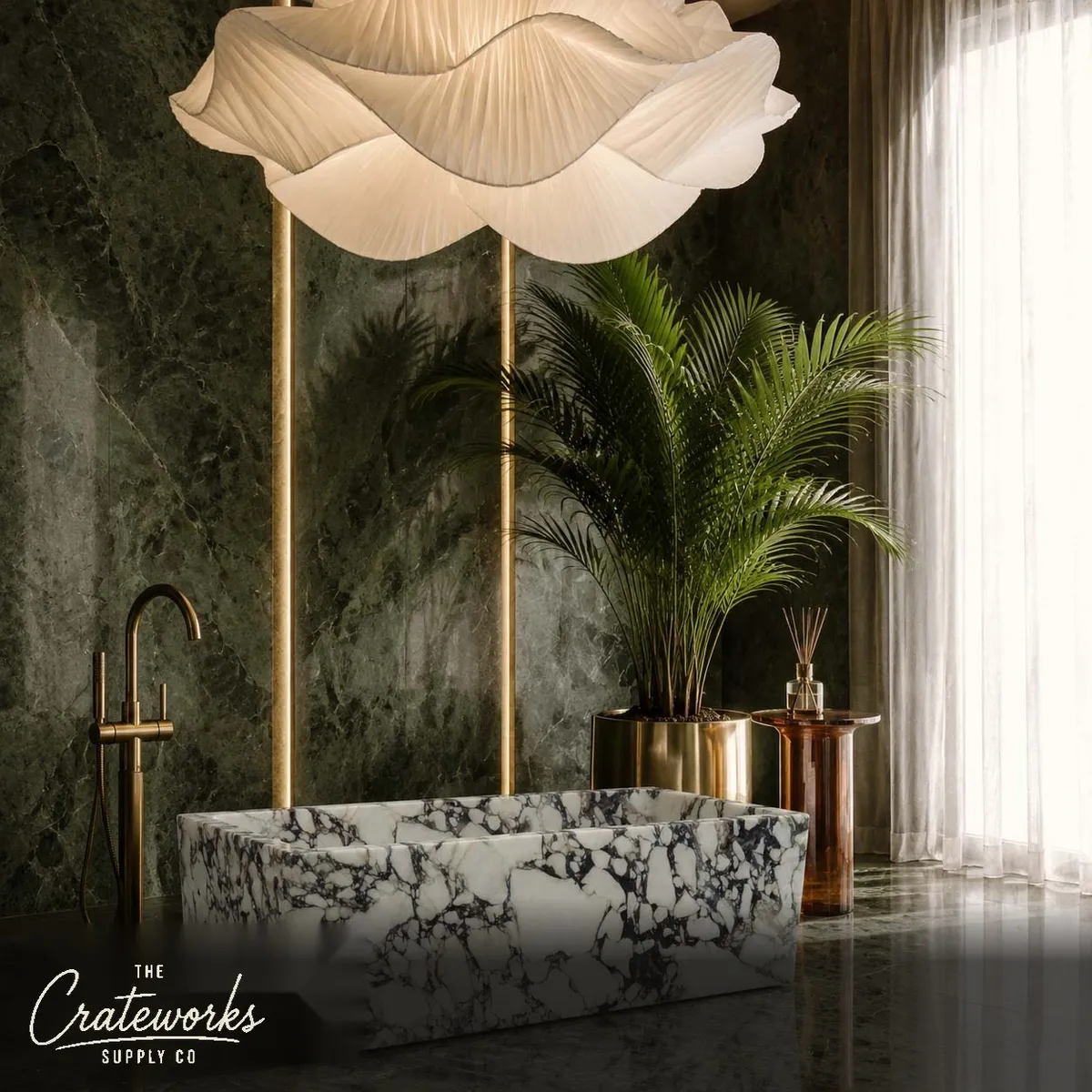 Marble bath: Calacatta Monet Freestanding Bathtub with Polished Finish