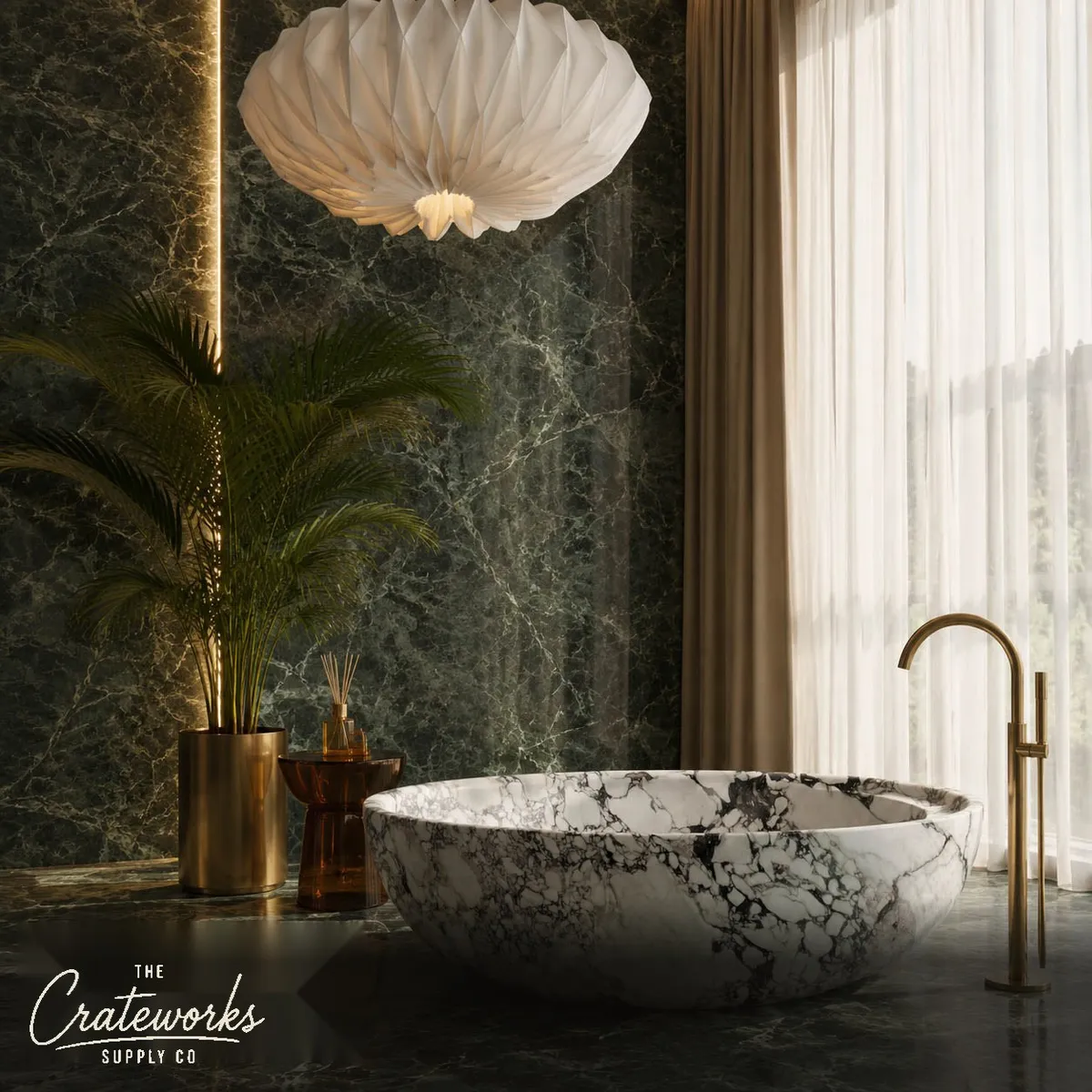 Marble bathtub in Calacatta Monet (180 cm)