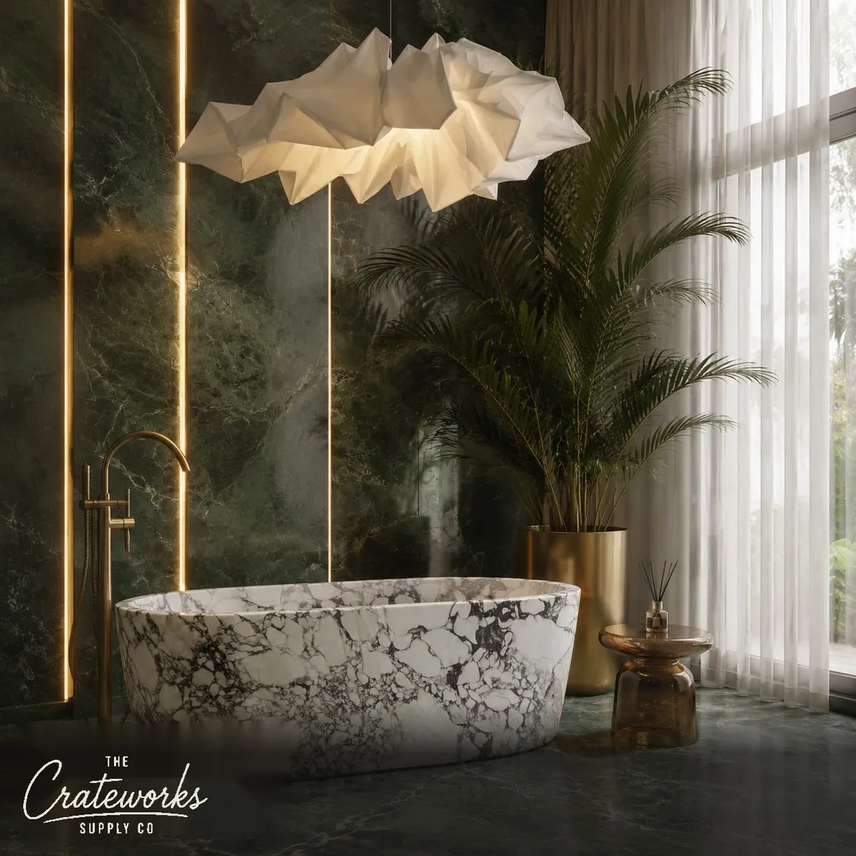 Natural stone bath in Calacatta Monet Marble