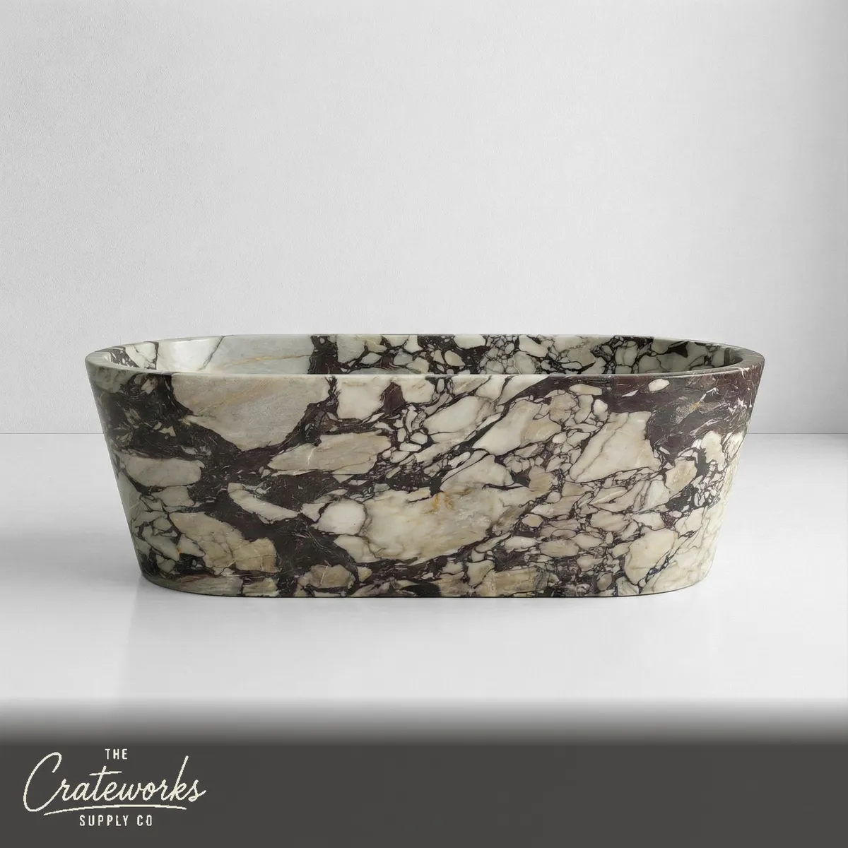 Calacatta Viola Extra Marble Freestanding Bathtub - Tapered