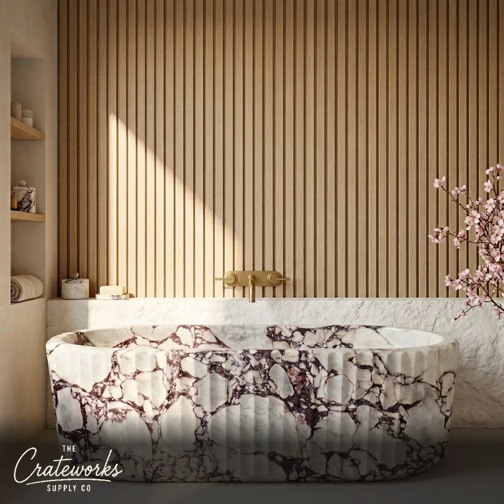 Calacatta Viola Fluted Marble Bathtub