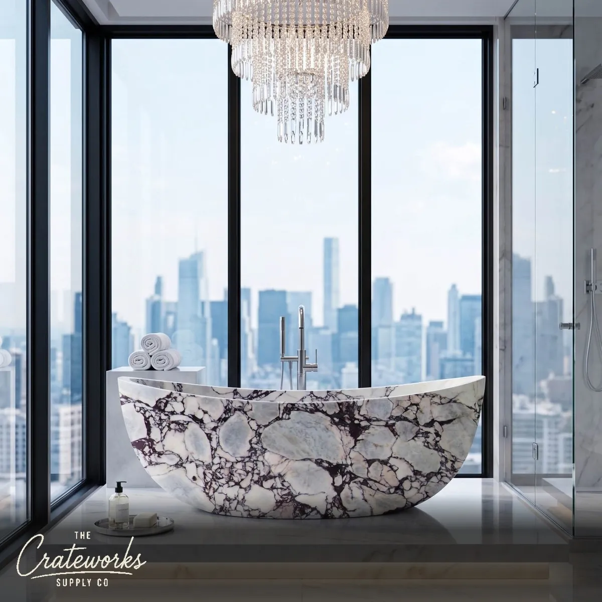 Calacatta Viola Freestanding Bathtub — Luxury Marble