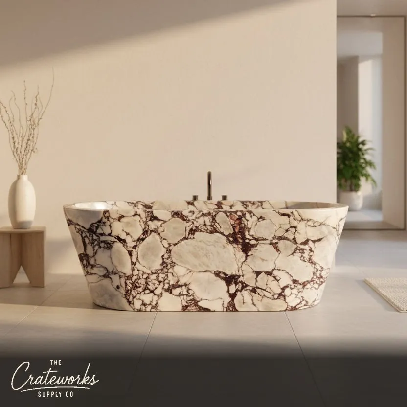 Calacatta Viola Freestanding Bathtub – Luxury Marble Soaking Tub
