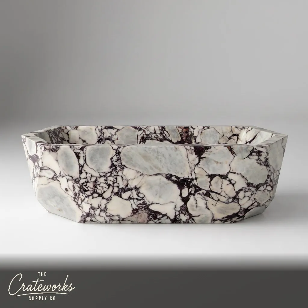 Calacatta Viola Marble Bathtub - Luxury Faceted Design