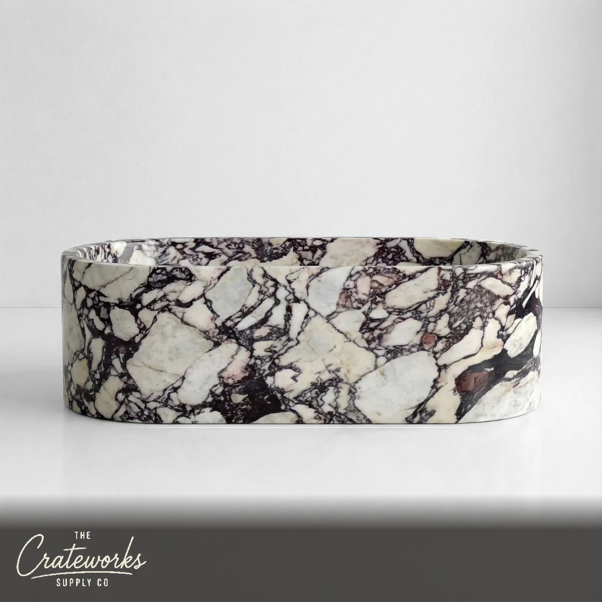 Calacatta Viola Marble Freestanding Bathtub - Elliptical