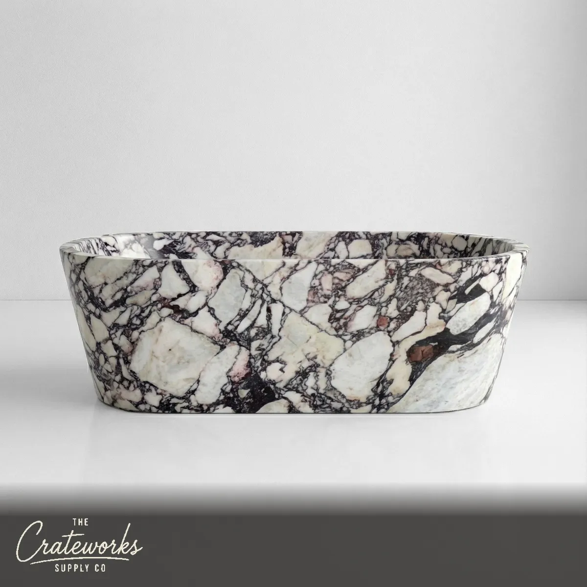 Calacatta Viola Marble Freestanding Bathtub - Tapered