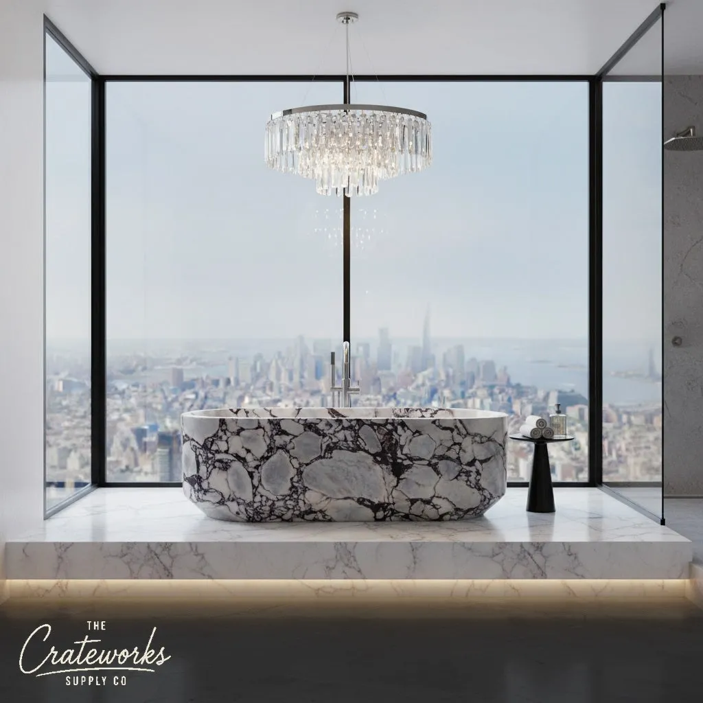 Exquisite Calacatta Viola Freestanding Marble Bathtub