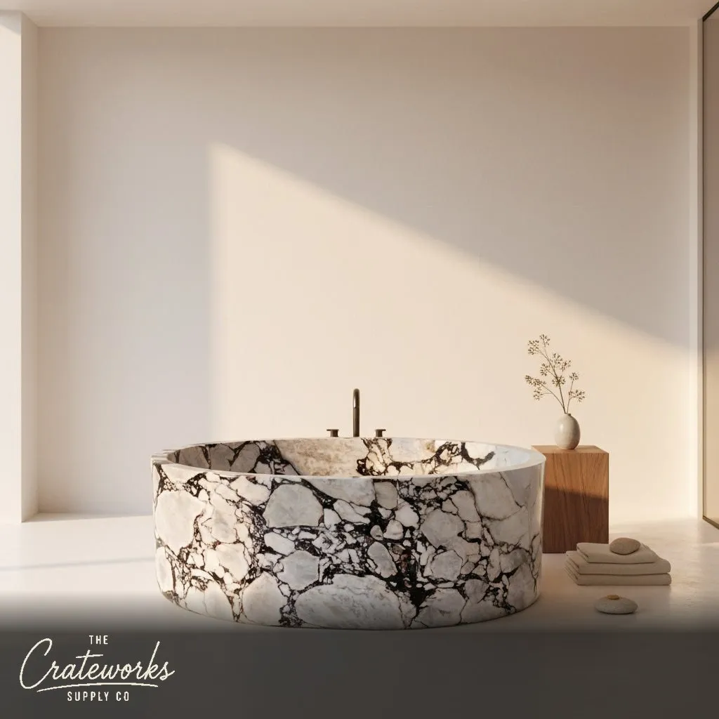 Exquisite Calacatta Viola Marble Bathtub - Freestanding Luxury