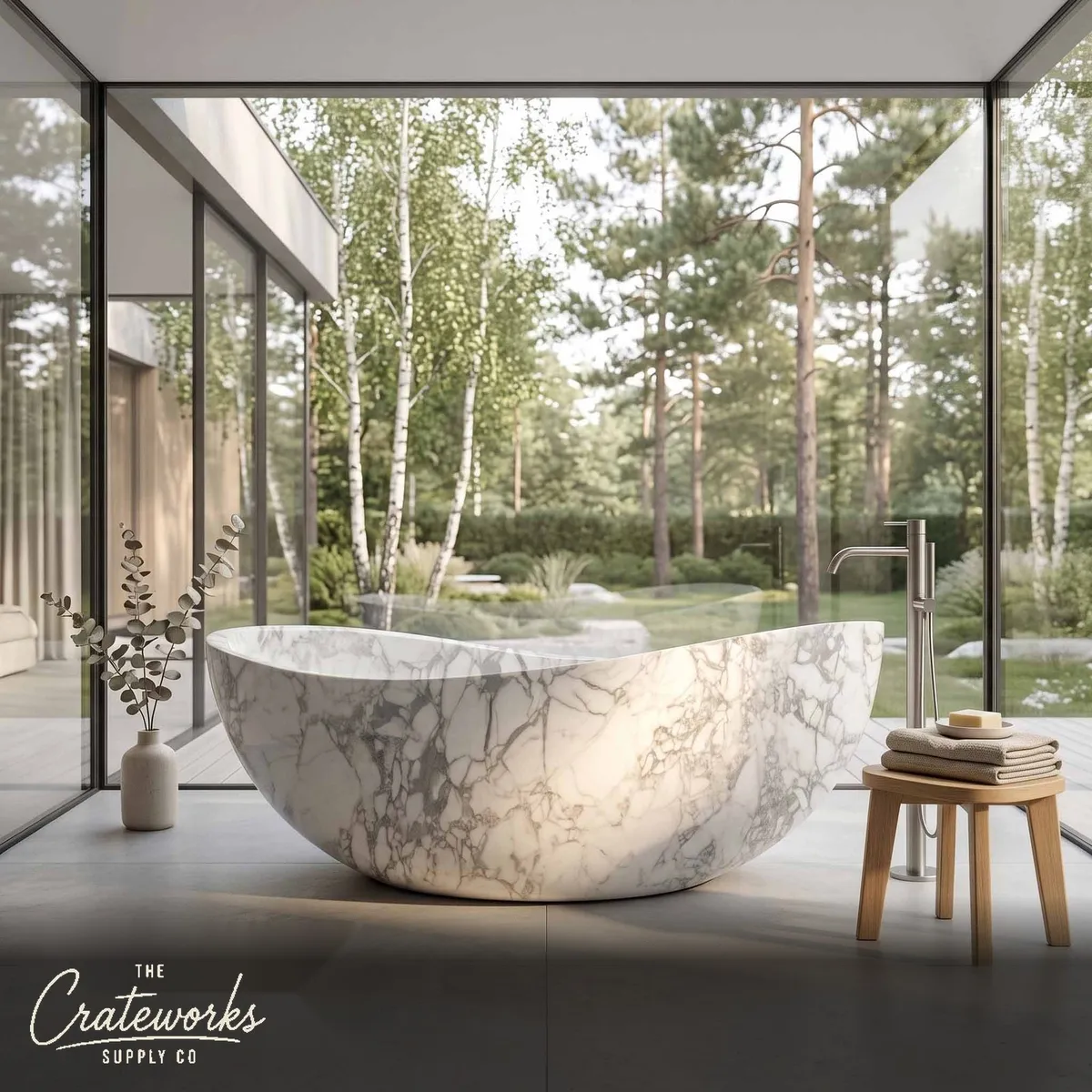 Calacatta Bathtub of Sculptural Elegance
