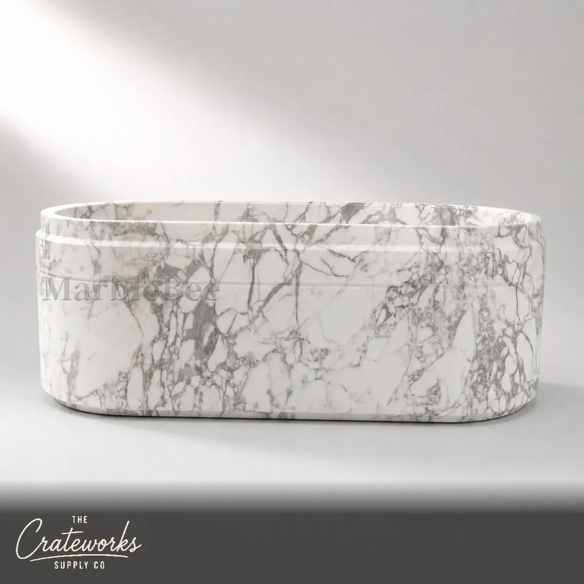 Marble bath in Hand-Carved Calacatta White Marble, detail 2