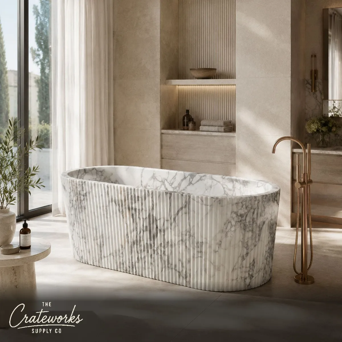 Marble tub with Fluted Exterior