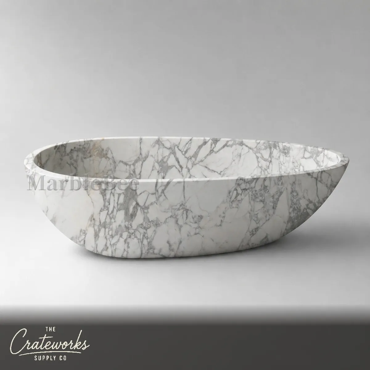 Natural stone bathtub carved in an elegant, modern silhouette, detail 2