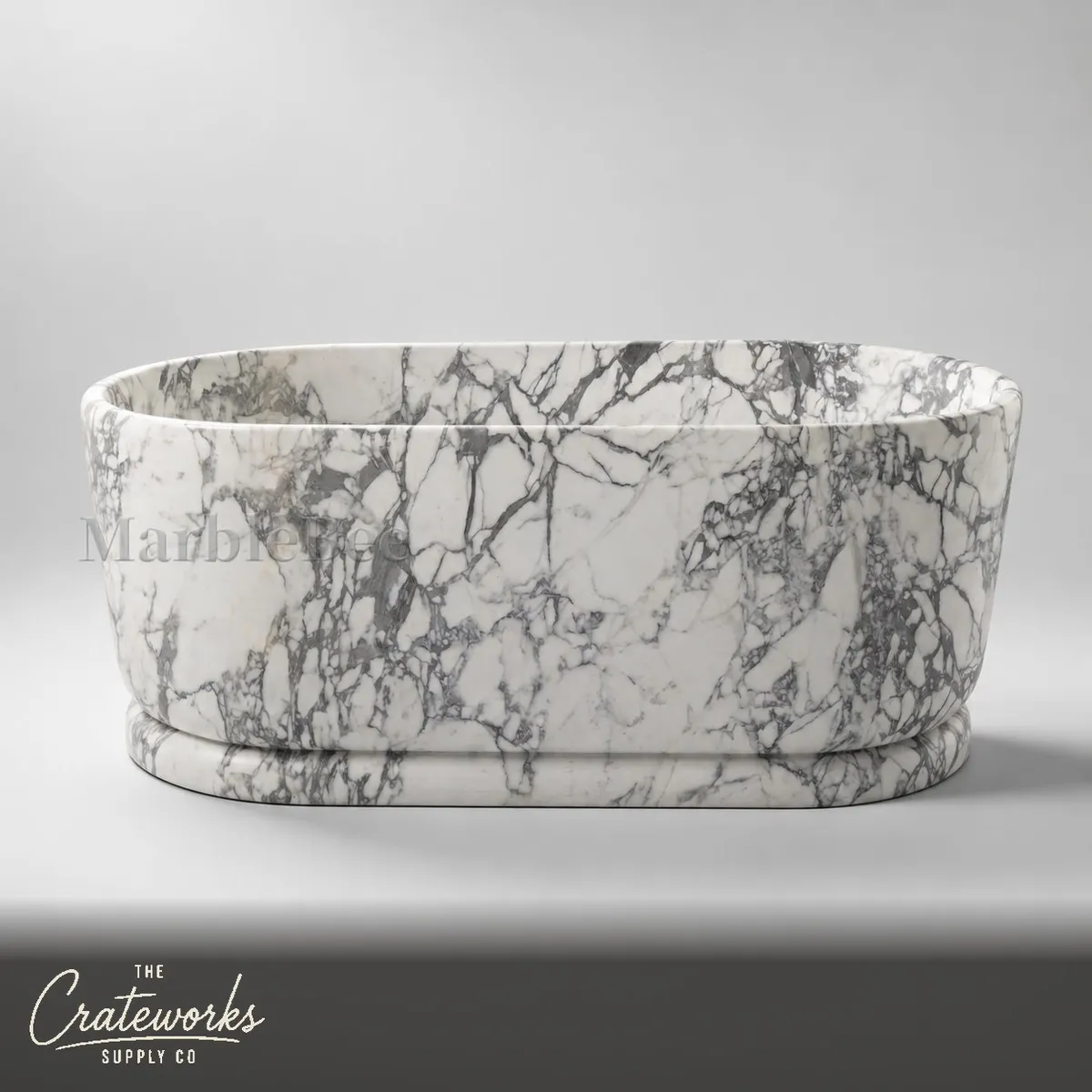 White marble bathtub Carved from Calacatta, detail 1