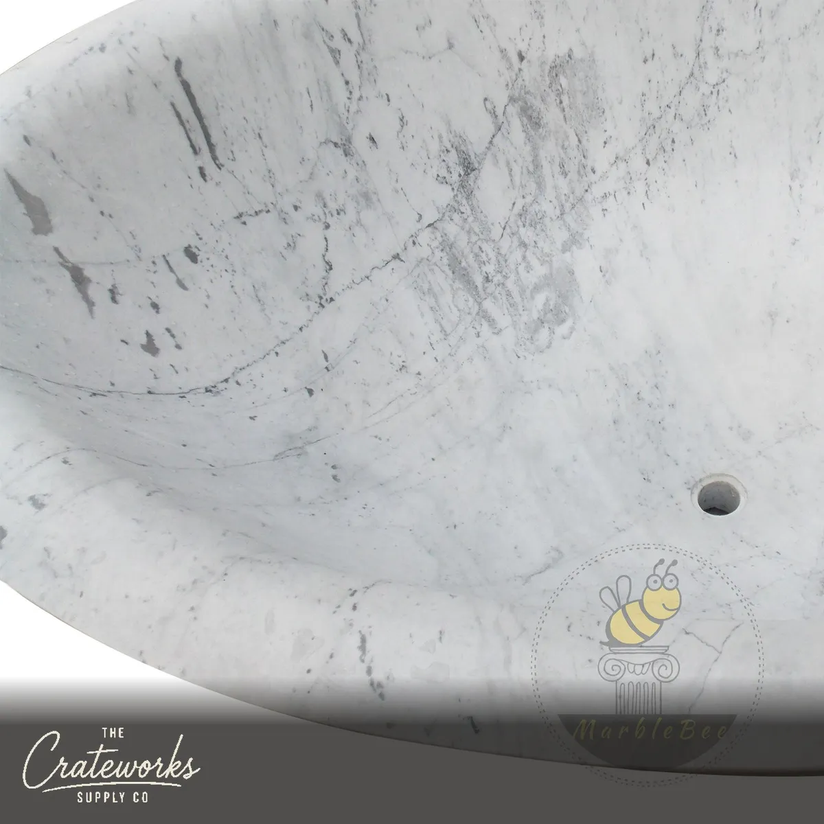 Carrara White Marble bathtub- Papillon Design, detail 1