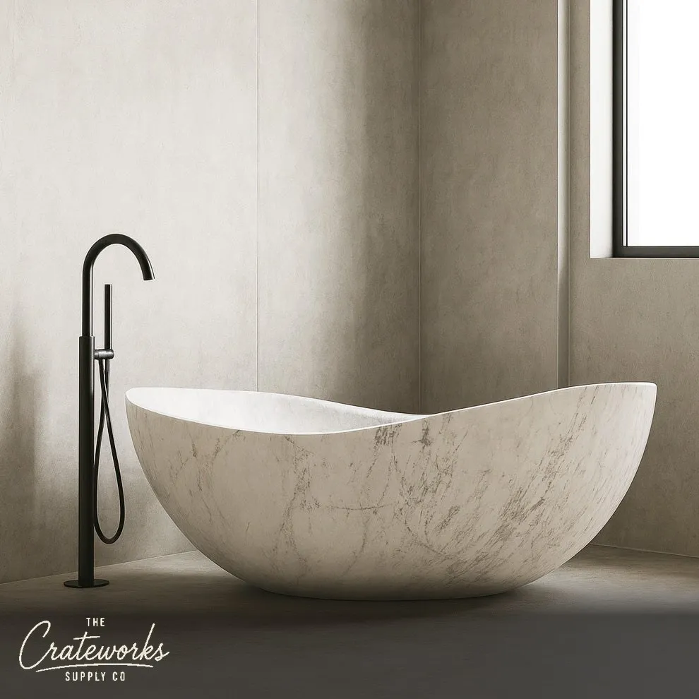 Carrara White Marble bathtub- Papillon Design