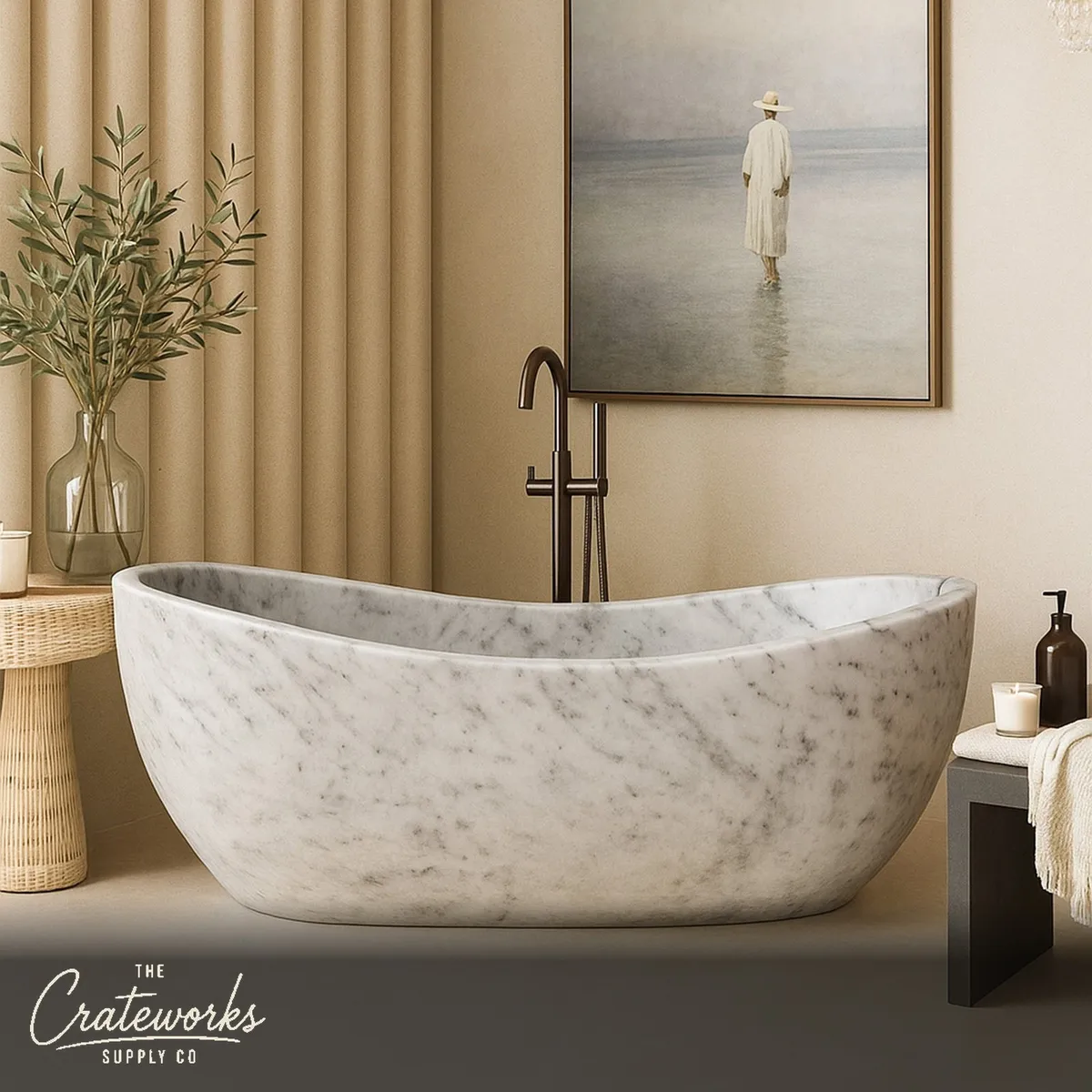 Carrara Grey Marble Bath