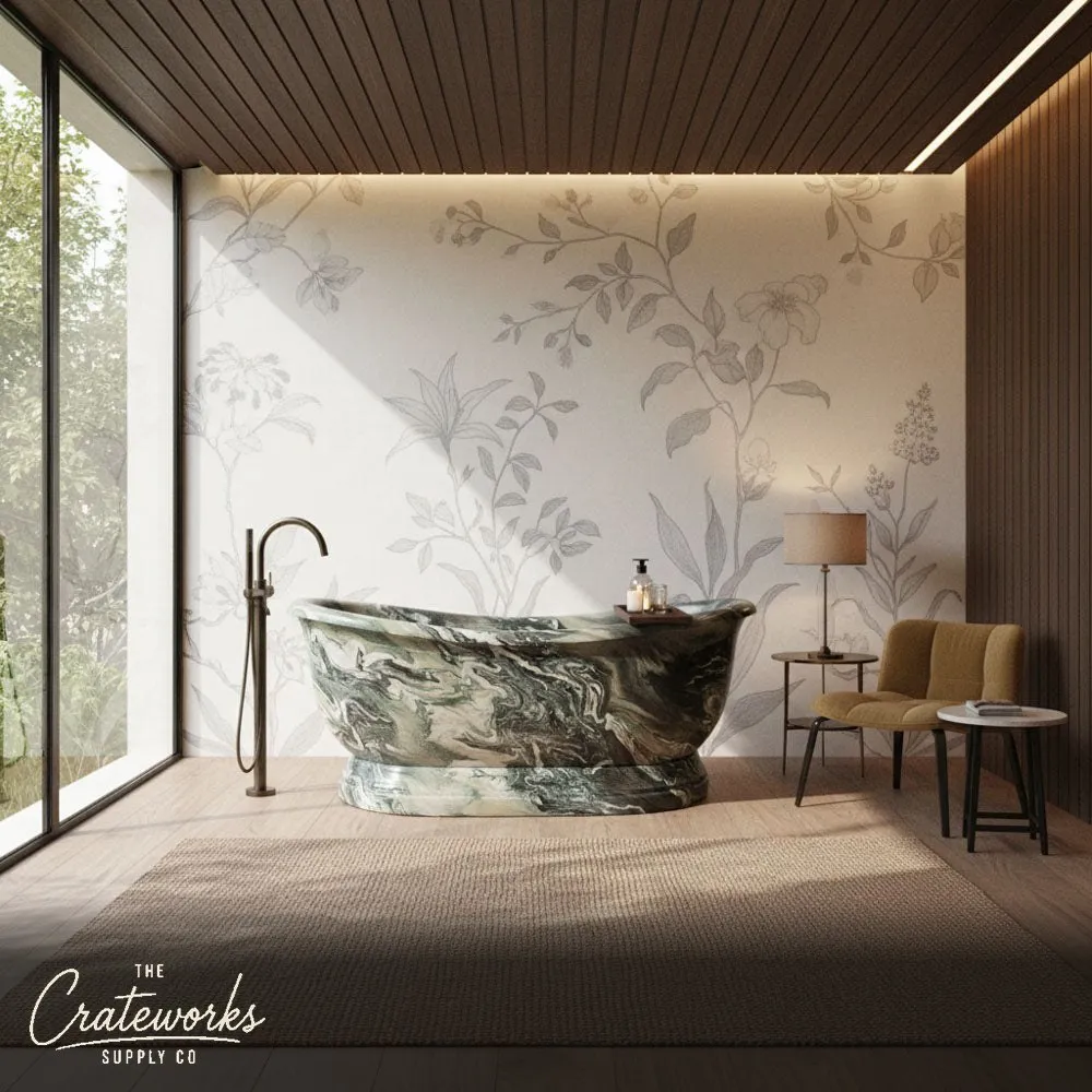 Cipollino Ondulato Freestanding Marble Bathtub