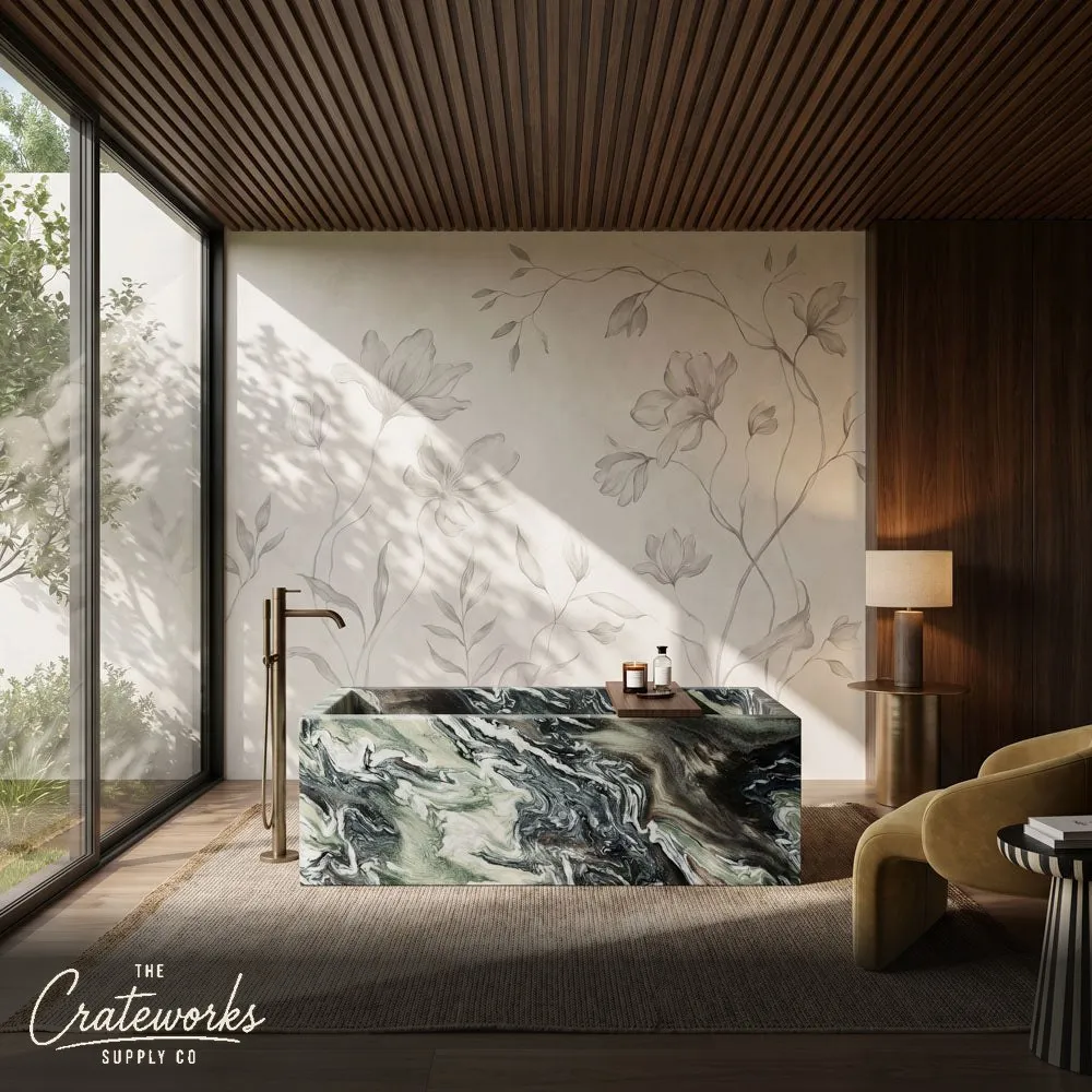 Cipollino Ondulato Marble Bathtub with Dynamic Swirls