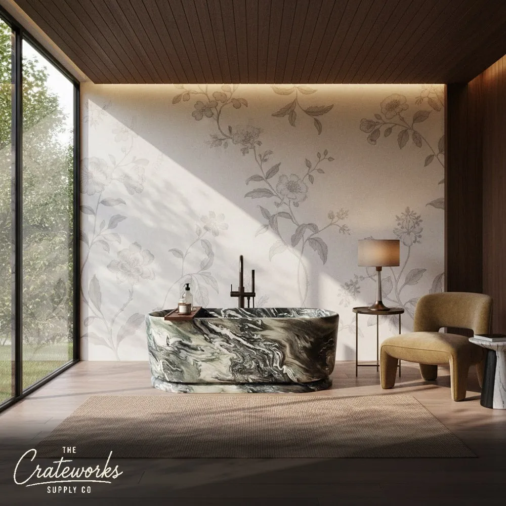 Cipollino Ondulato Marble Bathtub — Polished Freestanding Design