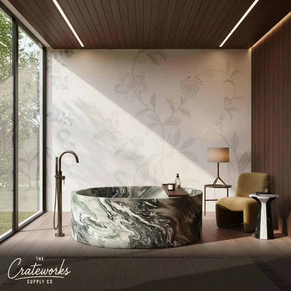 Cipollino Ondulato Marble Bathtub — Swirled Green Luxury