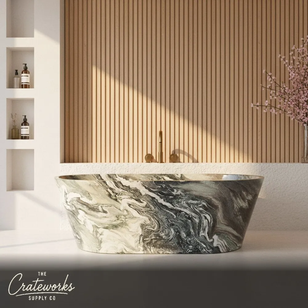 Cipollino Ondulato Polished Freestanding Luxury Marble Bathtub