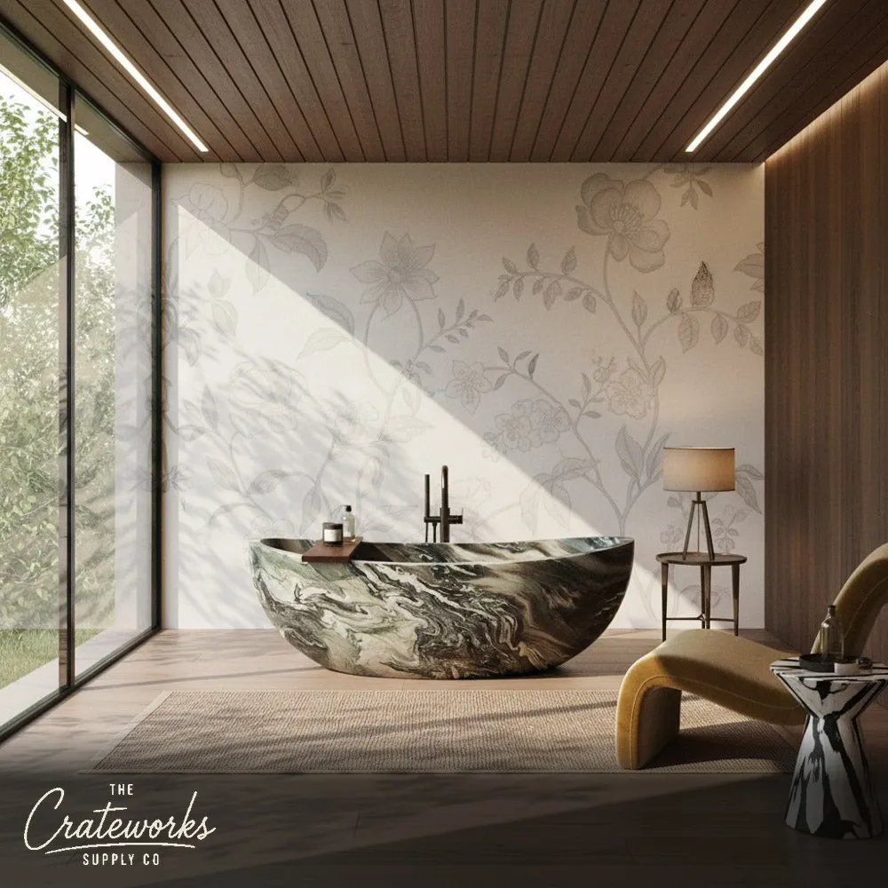 Cipollino Ondulato Polished Marble Bathtub