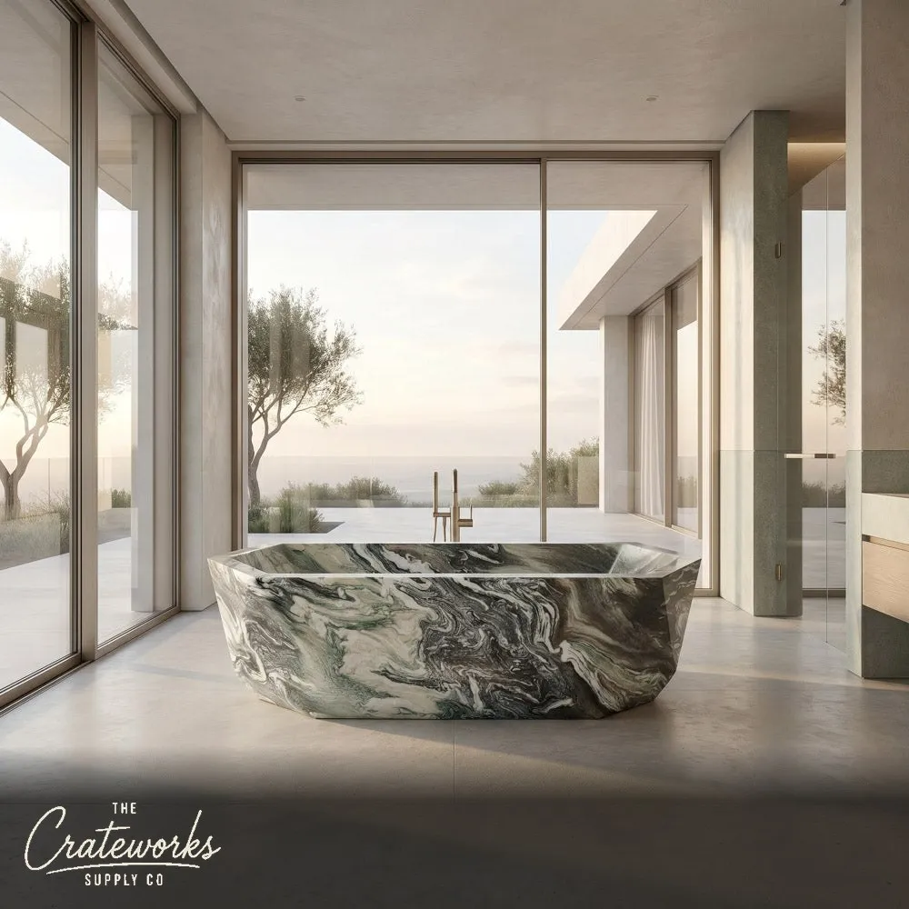 Exquisite Cipollino Ondulato Marble Bathtub