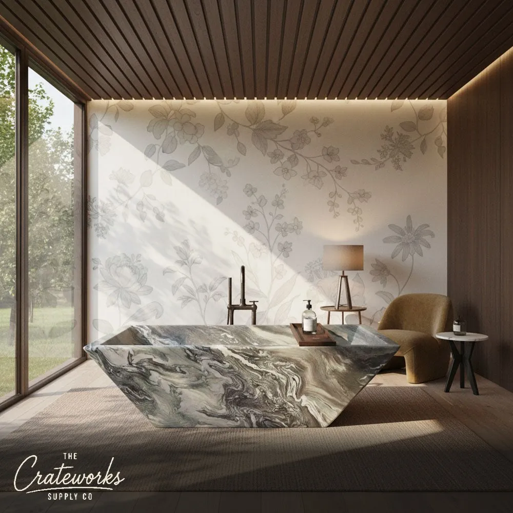 Luxurious Cipollino Ondulato Marble Bathtub