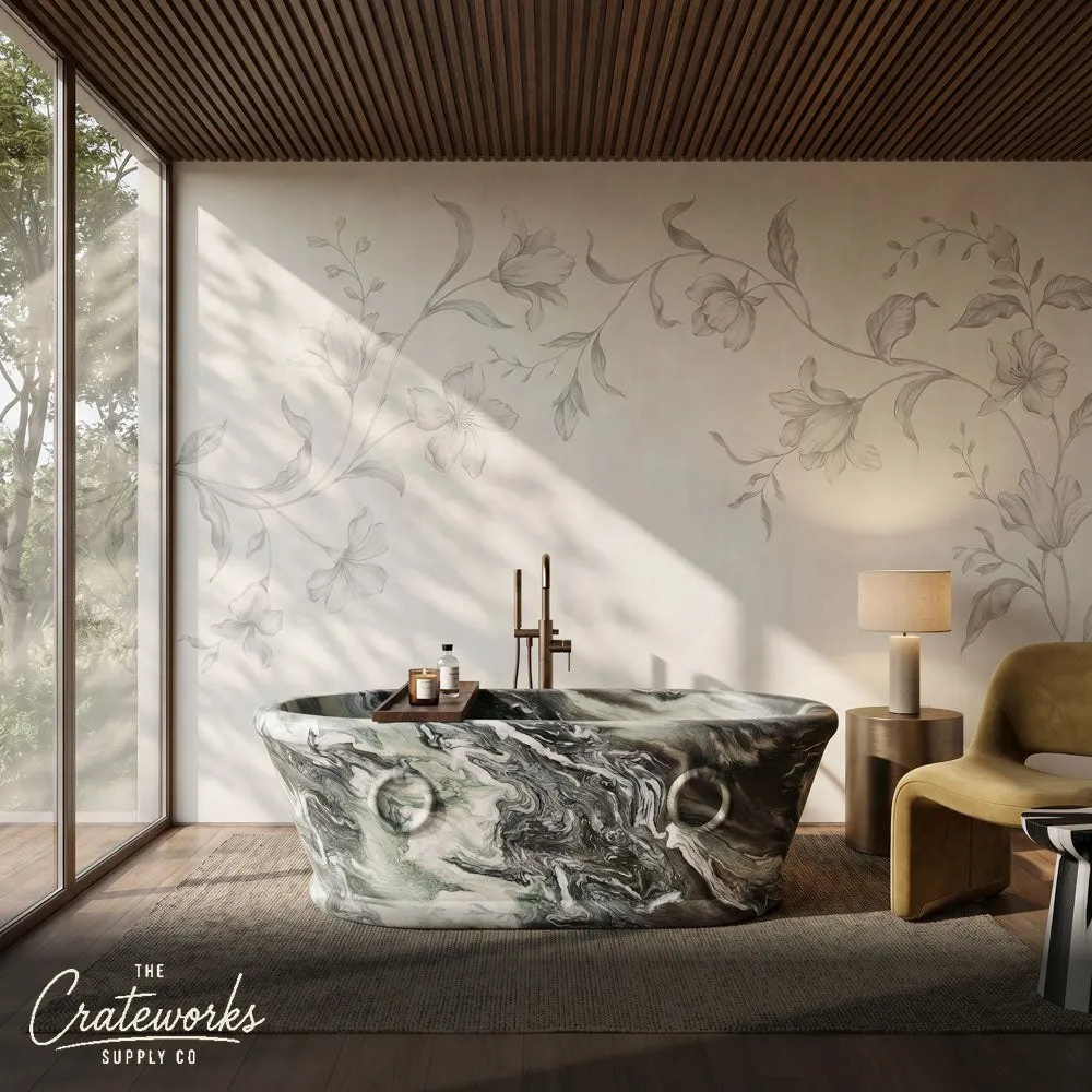 Opulent Swirl Cipollino Ondulato Marble Bathtub