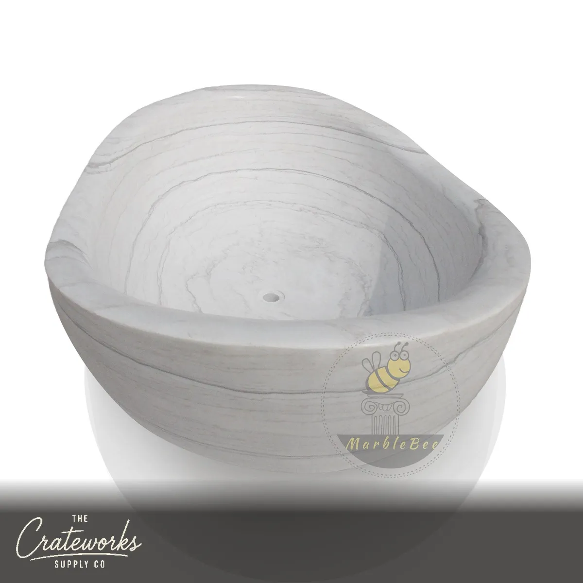 White Marble Bath (Cloudline White), detail 1